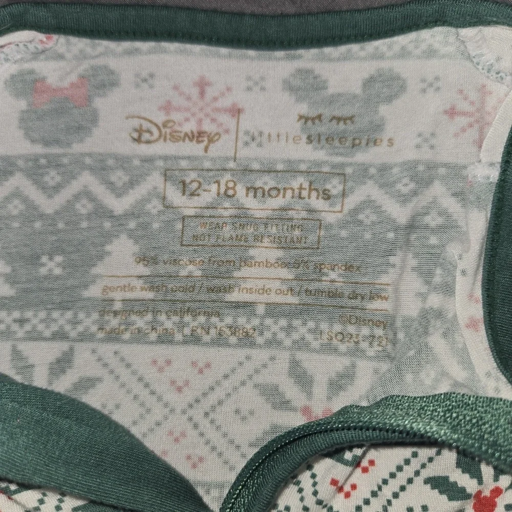 LS X Disney Fair Isle‎ Green Mickey Zippy Bamboo Size 12-18 Months Holiday